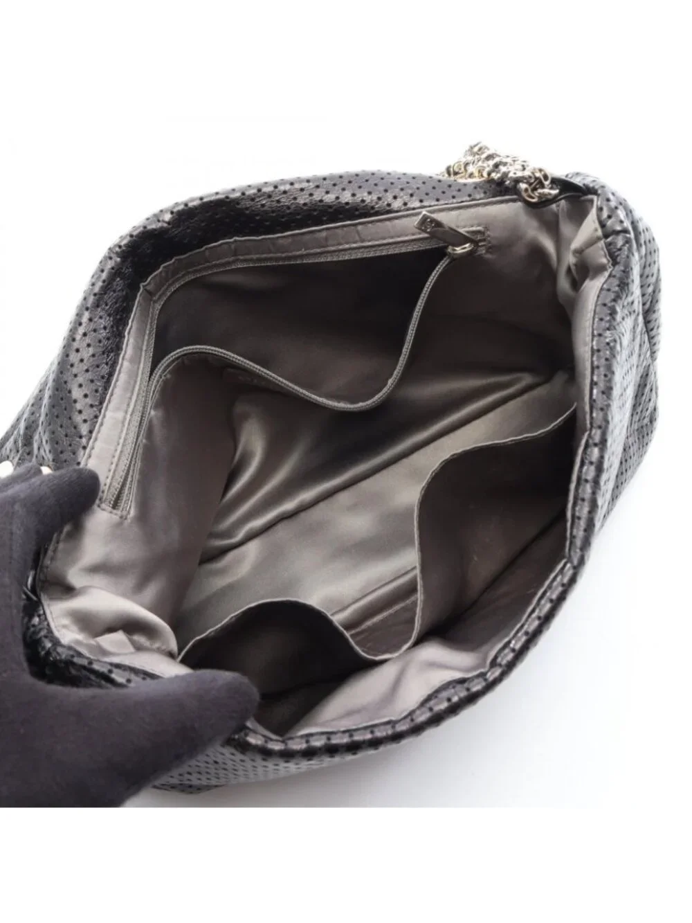 Chanel Shoulder Bag 2.55 Perforated Combination Black Leather Chain